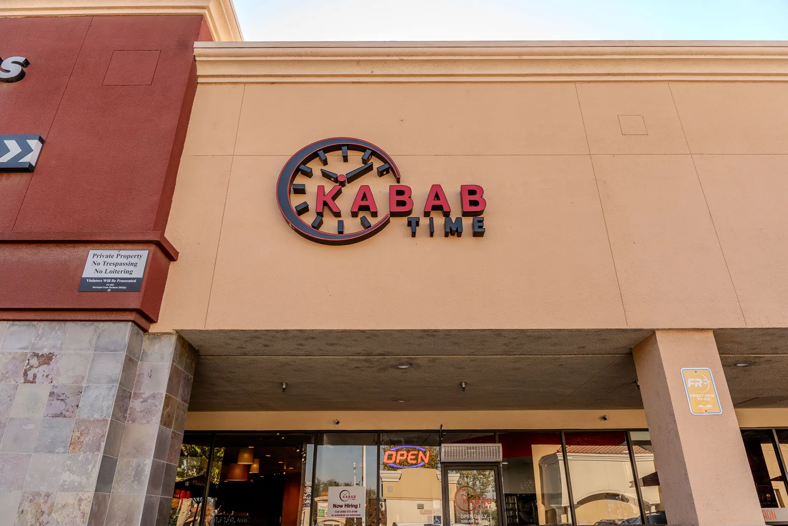 Kabab Time channel letter sign on a storefront