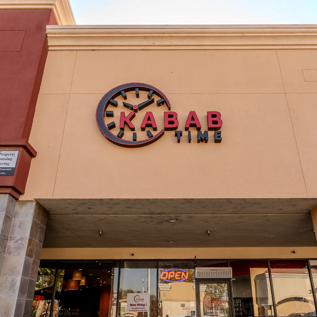 Kabab Time storefront channel letter sign